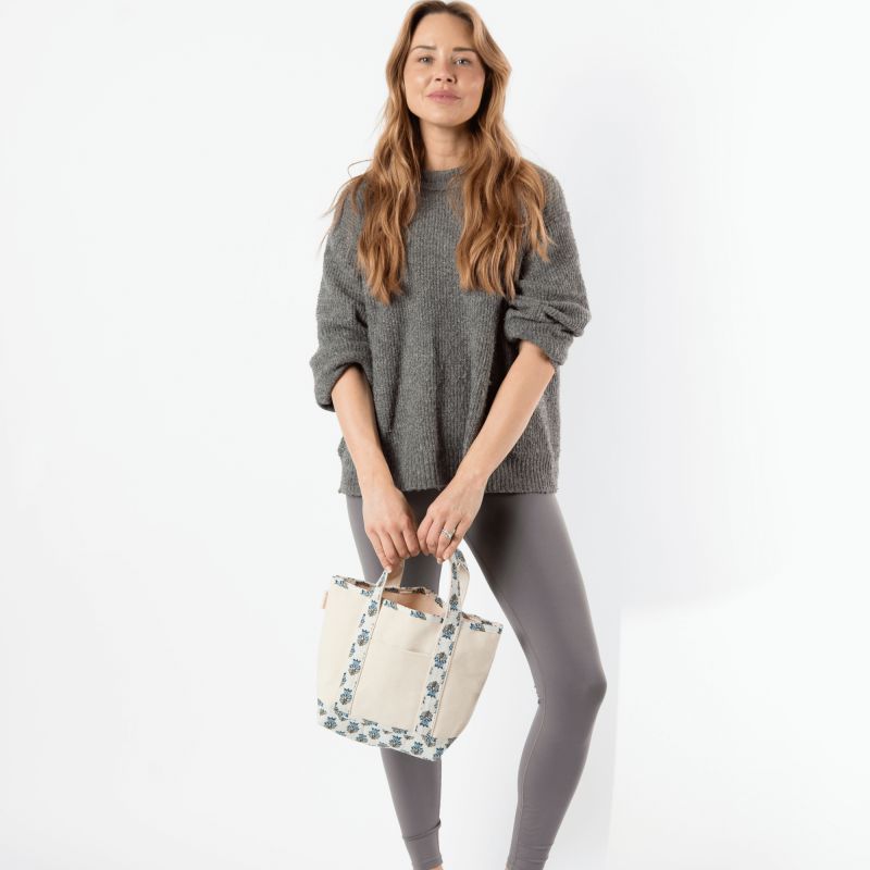 Block Print Classic Tote - Aqua Tote CB Station 
