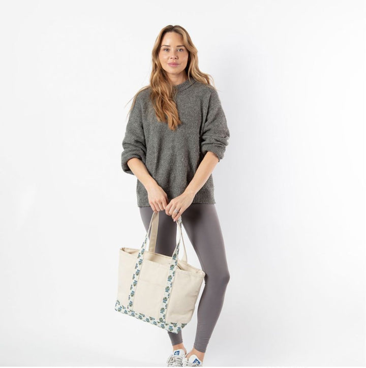 Block Print Classic Tote - Aqua Tote CB Station 