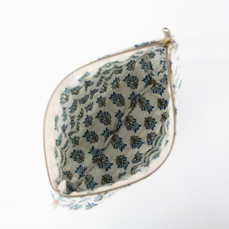 Block Print Clutch Toiletry Bag - Aqua Cosmetic/Accessories Bags CB Station 