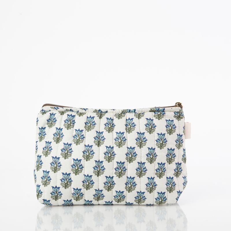 Block Print Clutch Toiletry Bag - Aqua Cosmetic/Accessories Bags CB Station 