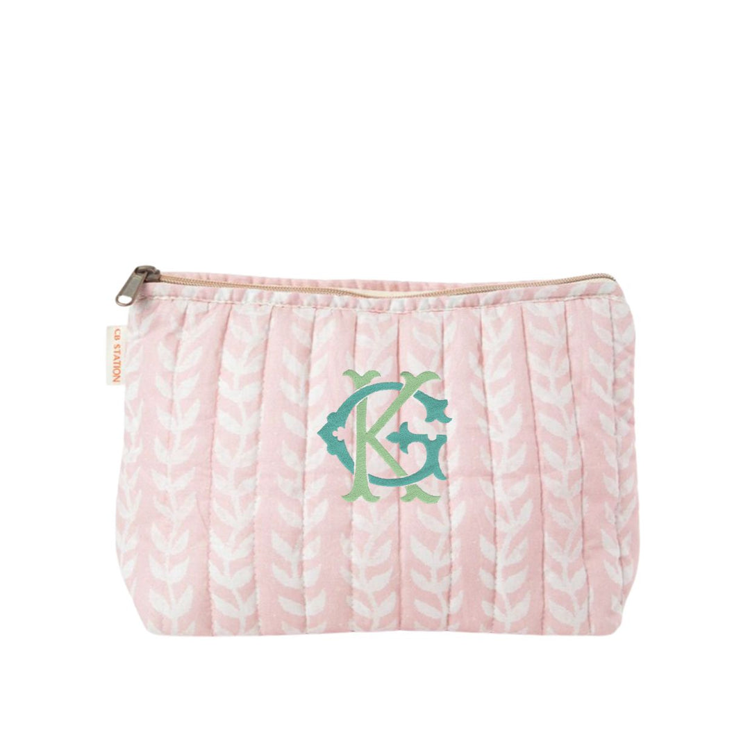 Block Print Clutch Toiletry Bag - Powder Pink Cosmetic/Accessories Bags CB Station 