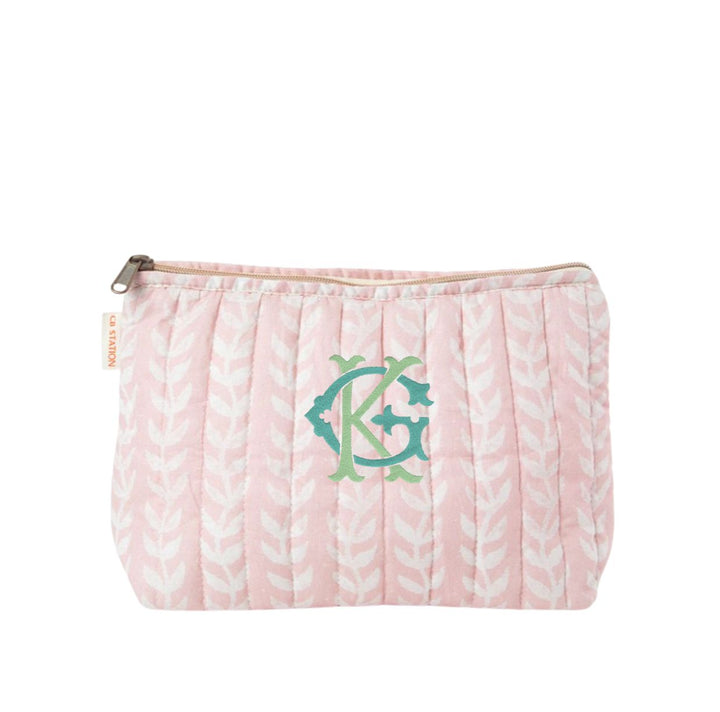 Block Print Clutch Toiletry Bag - Powder Pink Cosmetic/Accessories Bags CB Station 