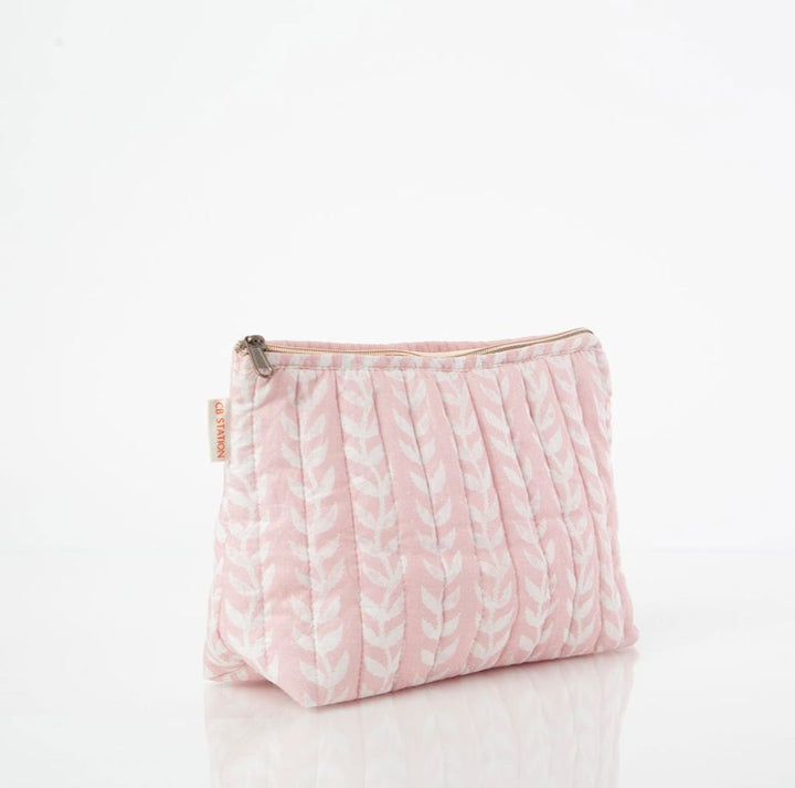 Block Print Clutch Toiletry Bag - Powder Pink Cosmetic/Accessories Bags CB Station 