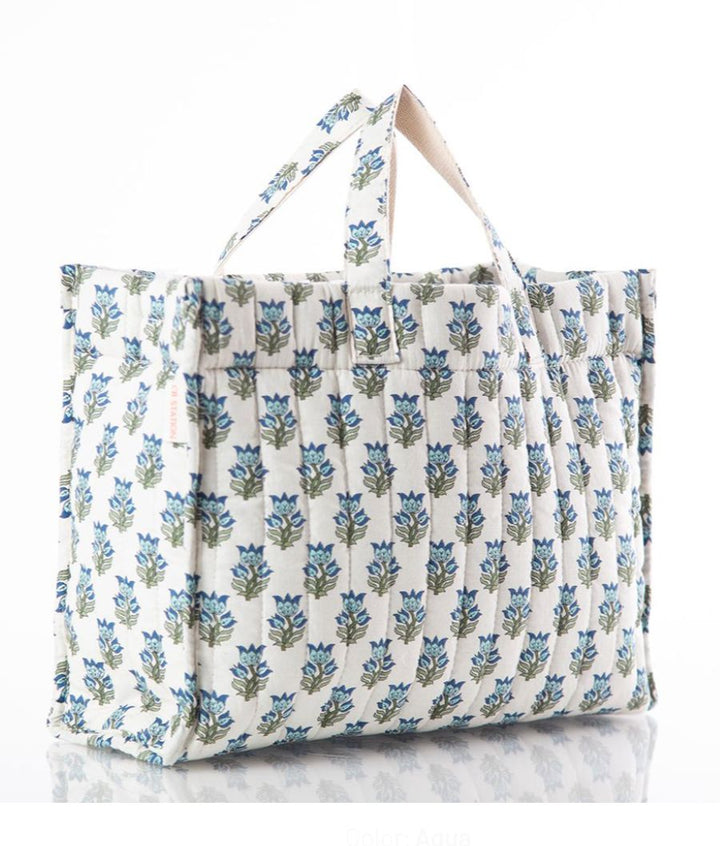 Block Print Tote - Aqua Tote CB Station 