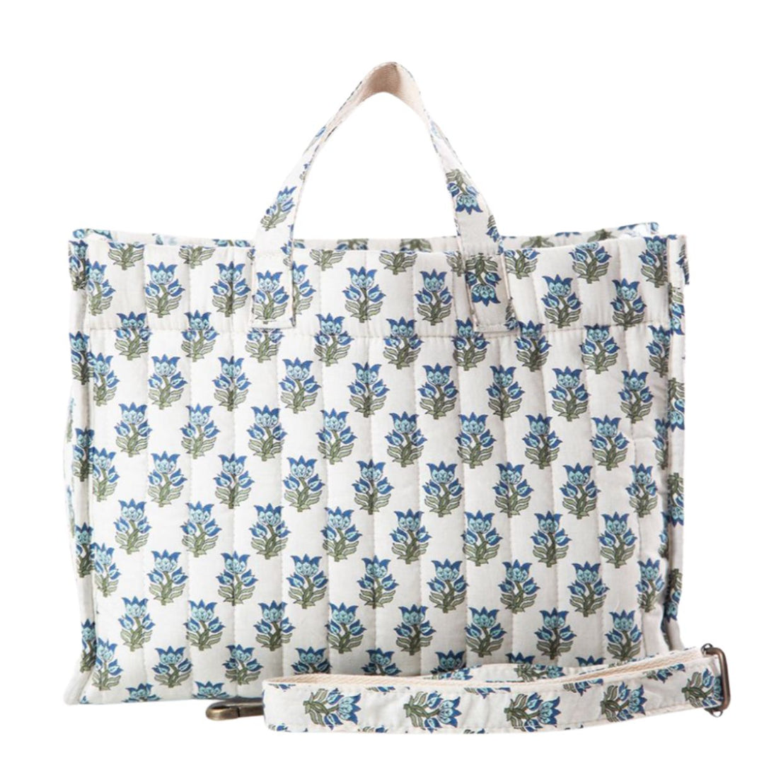 Block Print Tote - Aqua Tote CB Station 
