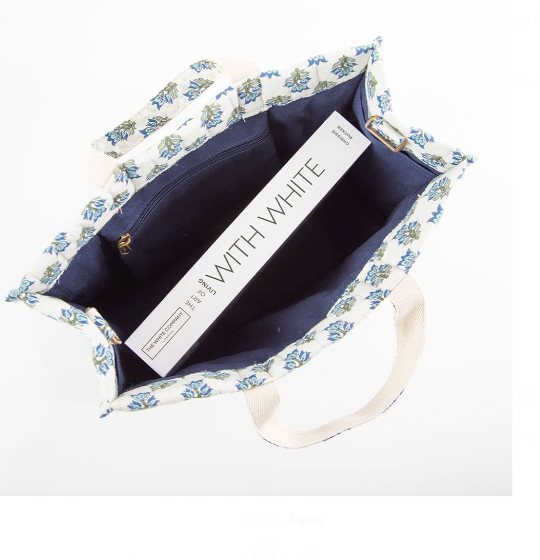 Block Print Tote - Aqua Tote CB Station 