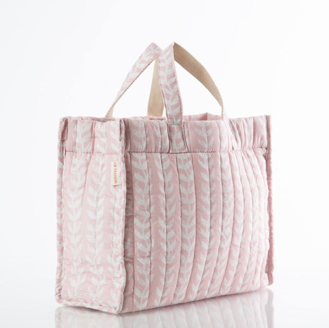 Block Print Tote - Powder Pink Tote CB Station 