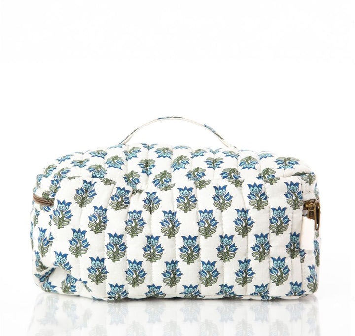 Block Print Train Case - Aqua Cosmetic/Accessories Bags CB Station 