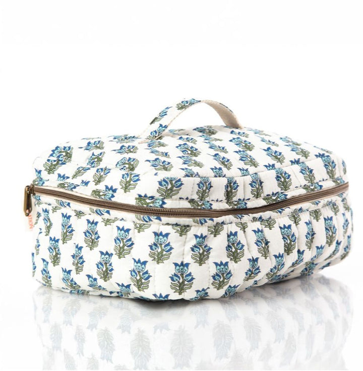 Block Print Train Case - Aqua Cosmetic/Accessories Bags CB Station 