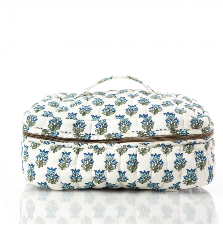 Block Print Train Case - Aqua Cosmetic/Accessories Bags CB Station 