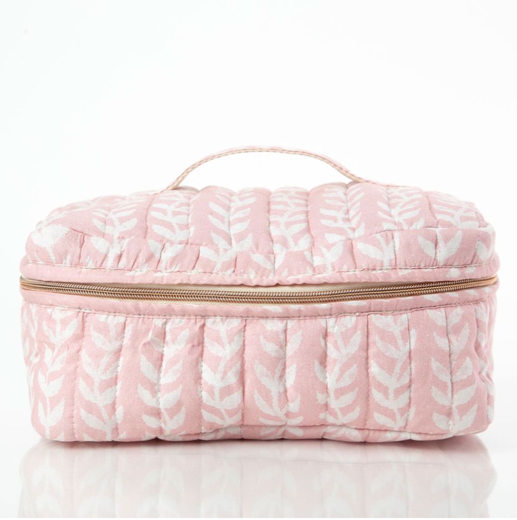 Block Print Train Case - Power Pink Cosmetic/Accessories Bags CB Station 