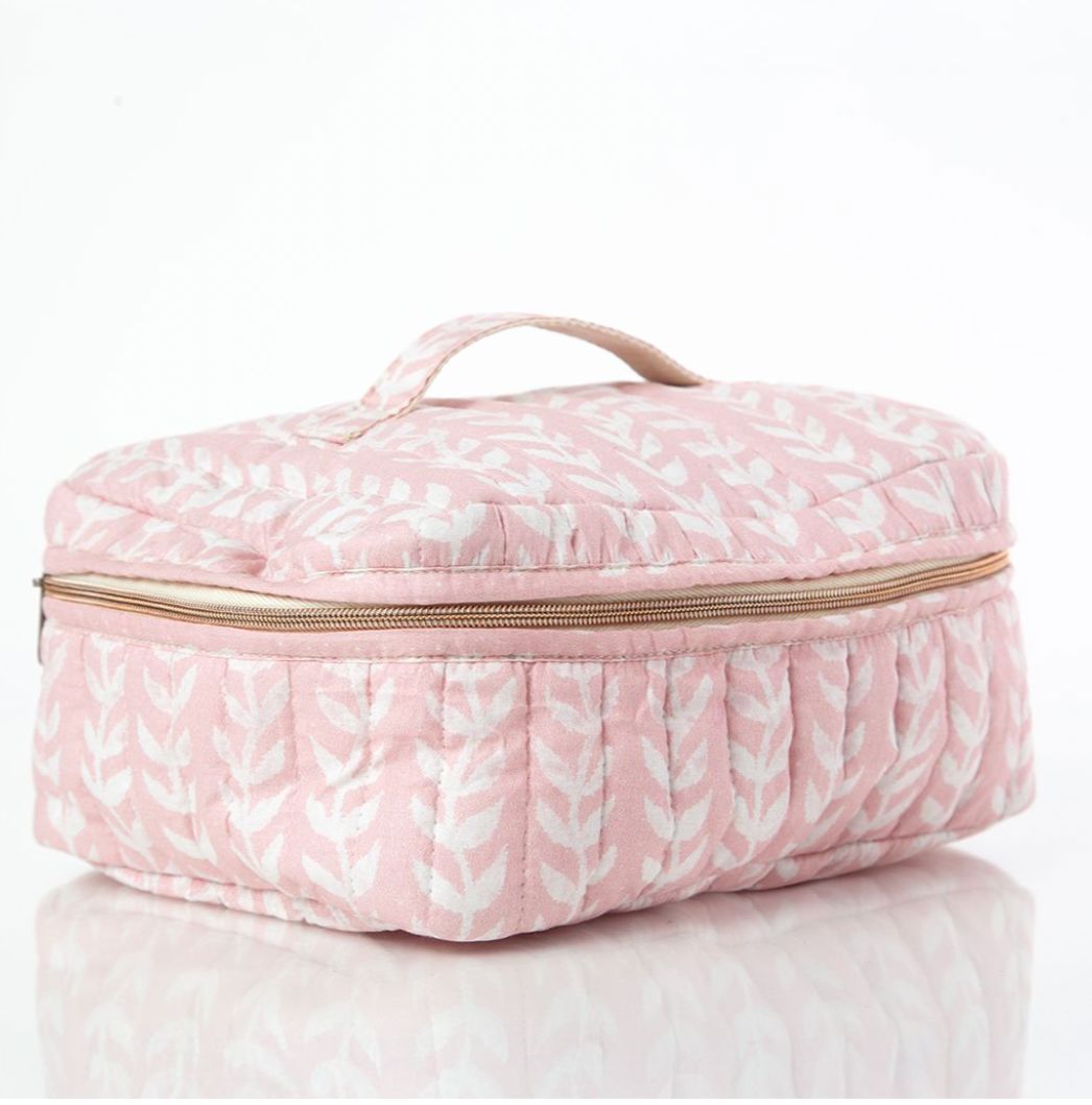 Block Print Train Case - Power Pink Cosmetic/Accessories Bags CB Station 