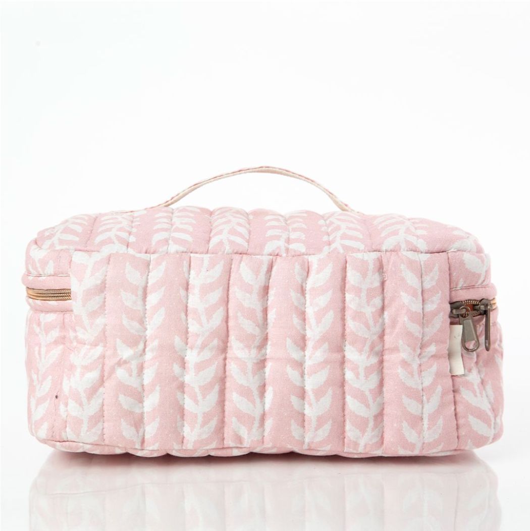 Block Print Train Case - Power Pink Cosmetic/Accessories Bags CB Station 