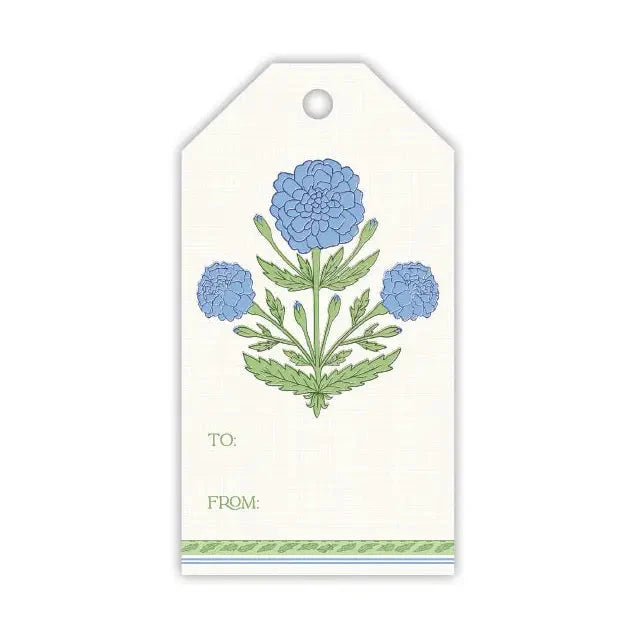 Blue and Green Marigold Gift Tag Gift Tags & Labels Rosanne Beck 