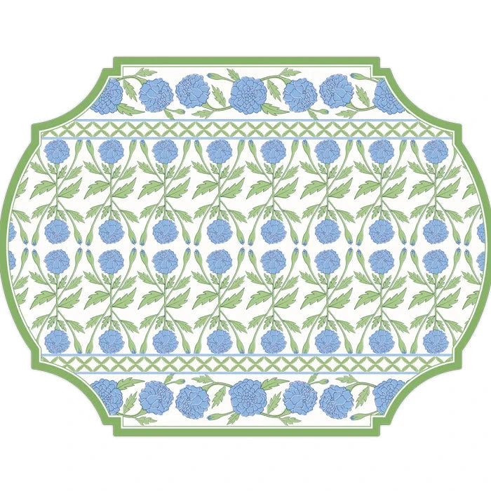 Blue and Green Marigold Pattern Placemat Placemats Rosanne Beck 