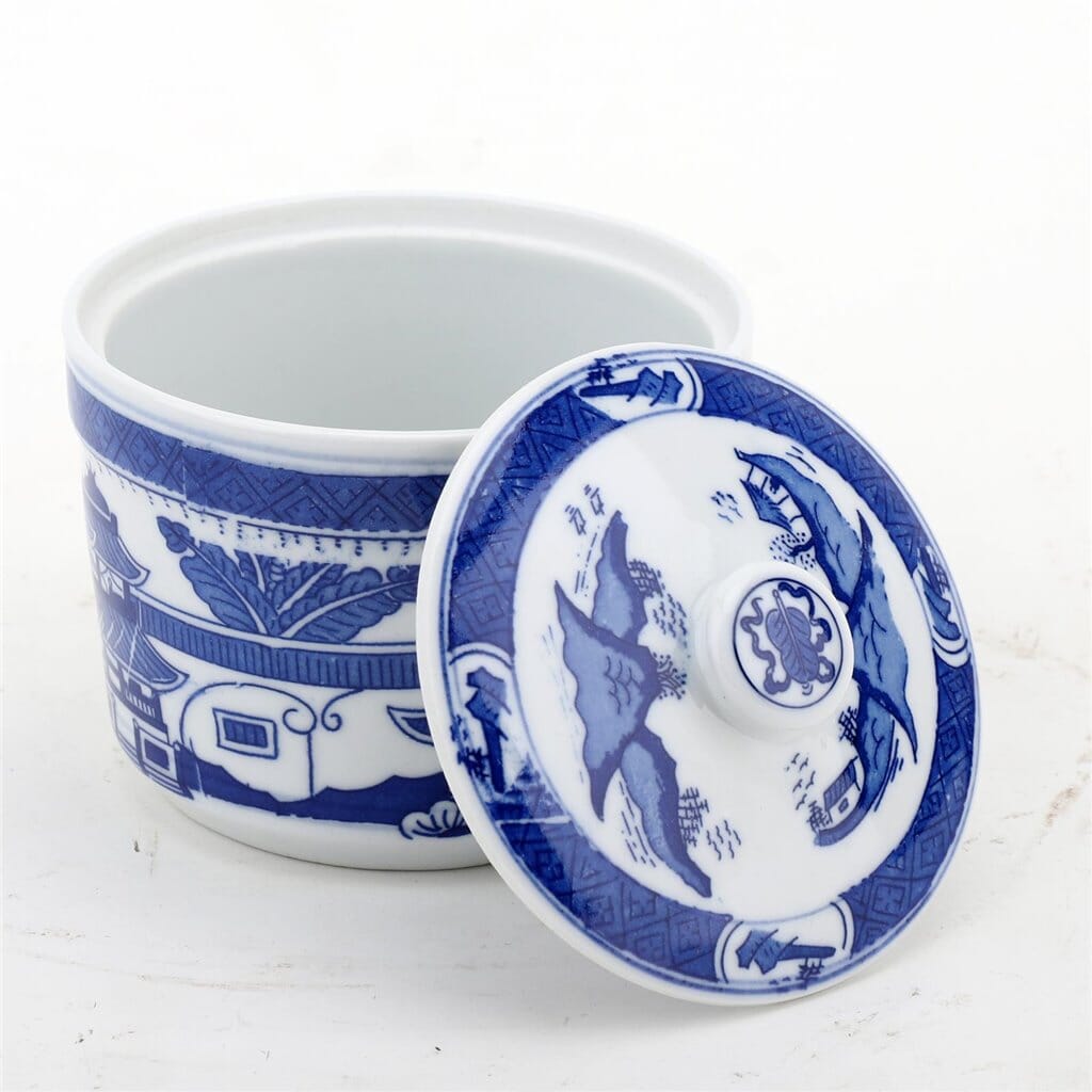 Blue and White Lidded Porcelain Jar Vase Danny's Fine Porcelain 