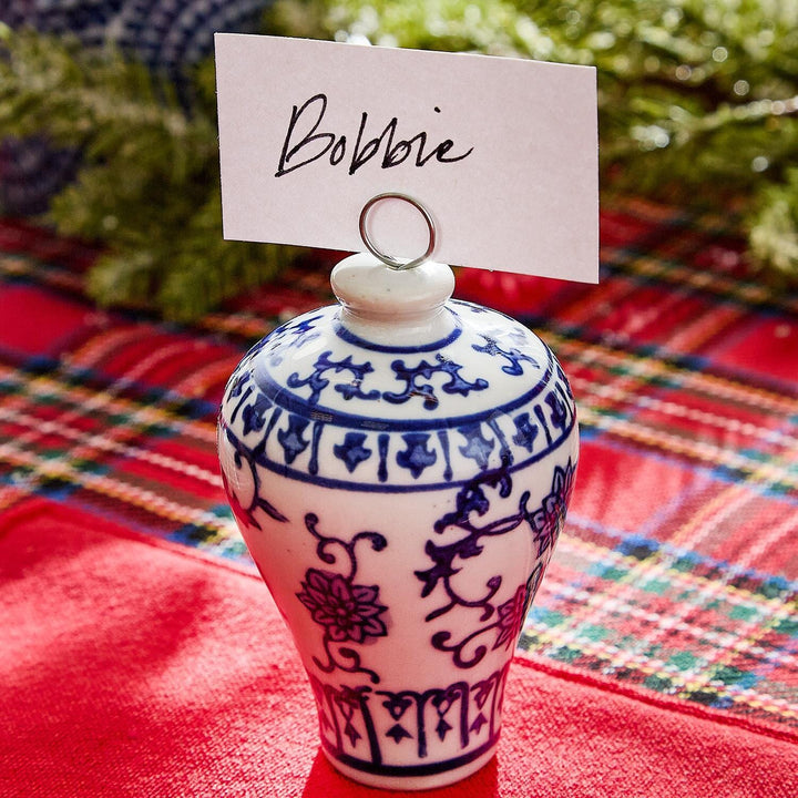Blue and White Temple Jar Ornament and Place Card Holder Christmas Ornament Two's Company 