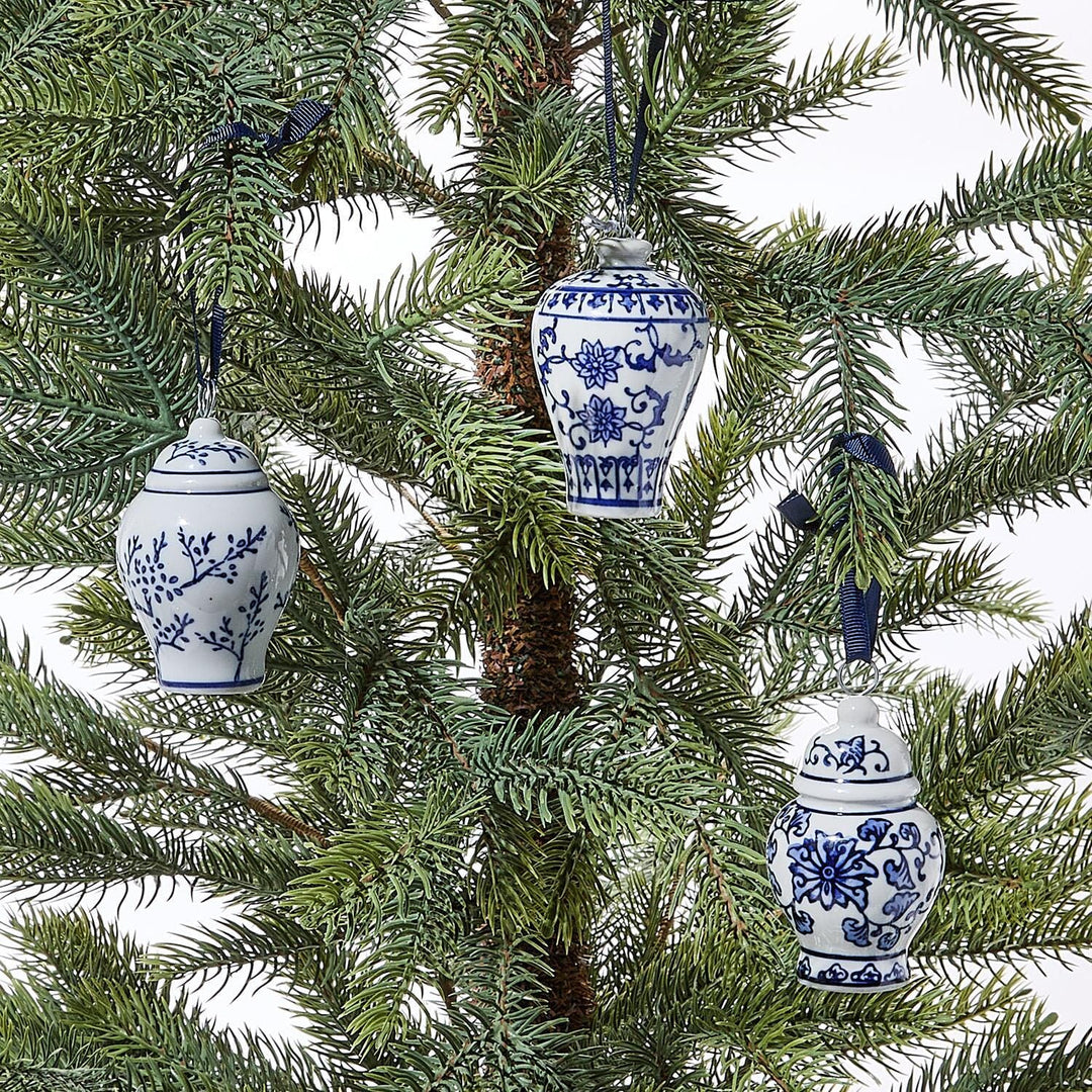 Blue and White Temple Jar Ornament and Place Card Holder Christmas Ornament Two's Company 
