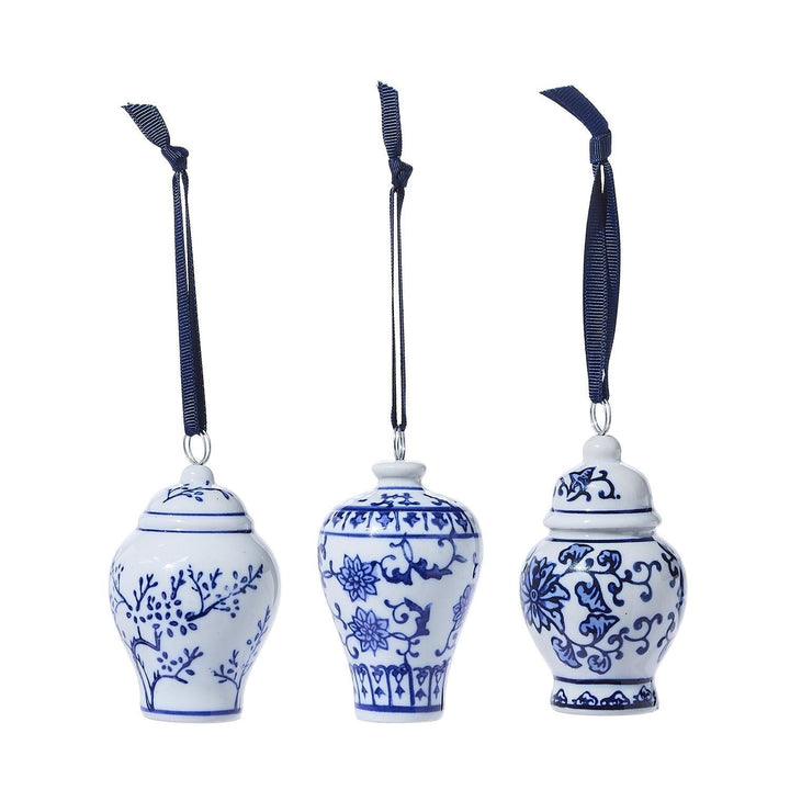 Blue and White Temple Jar Ornament and Place Card Holder Christmas Ornament Two's Company 