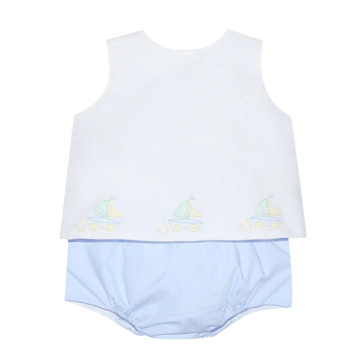 Blue Bailey Diaper Set with Sailboat Shadow Embroidery Boy Diaper Set Remember Nguyen - Baby Sen 