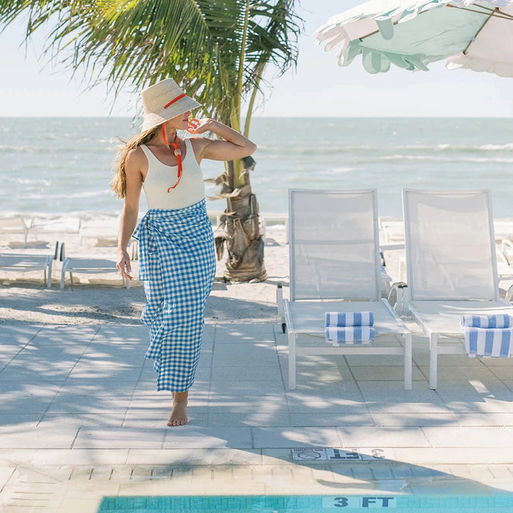 Blue Bay Gingham Tie Sarong Womens Cover Up Sunshine Tienda 