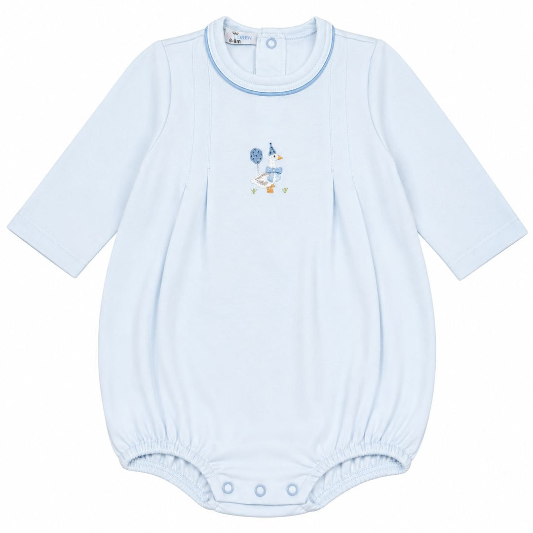 Blue Birthday Goose Pima Long Sleeve Bubble Boy Bubble Baby Loren 