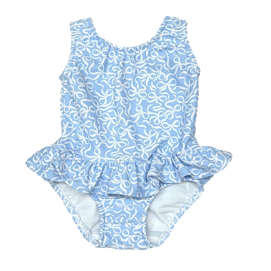 Blue Bows Ruffle Swim Suit Girl Bathing Suit Funtasia Too 