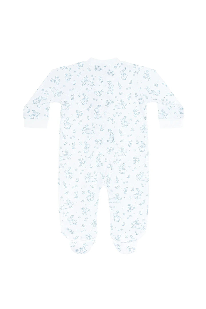 Blue Bunny Toile Zipper Footie Boy Footie Nella Pima 