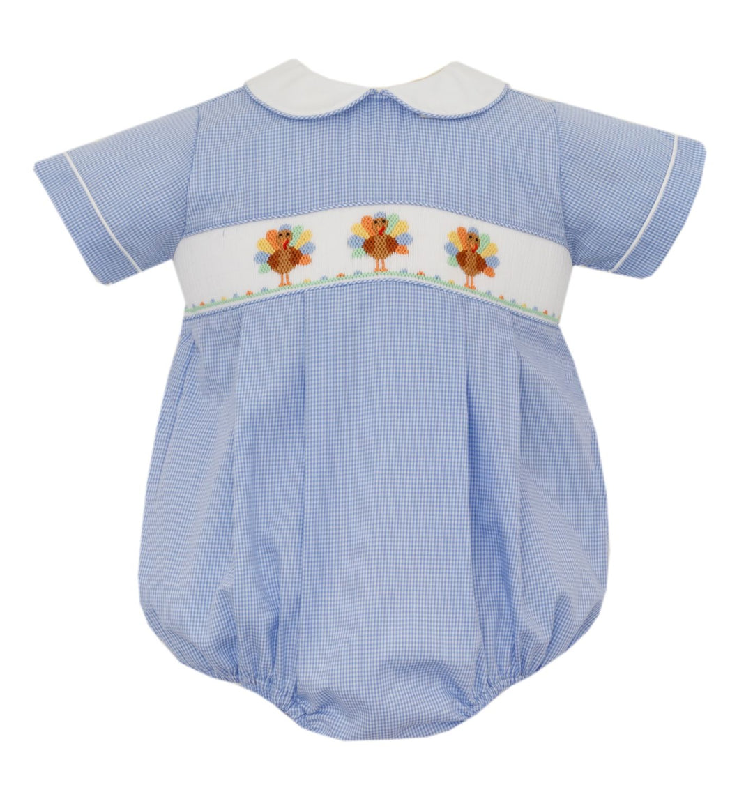 Blue Check Turkey Bubble Boy Bubble Petit Bebe 