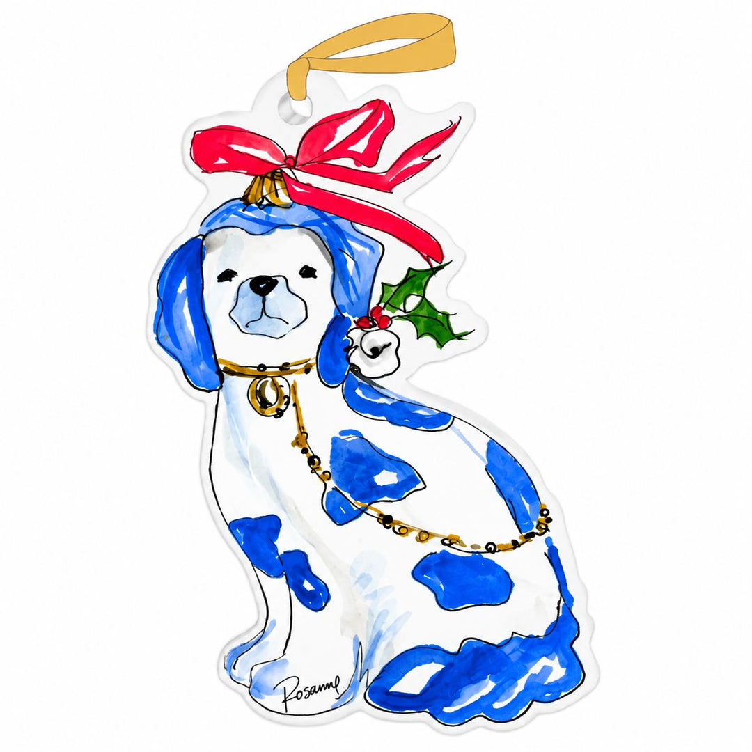 Blue Chinoiserie Dog Ornament Christmas Ornament Rosanne Beck 