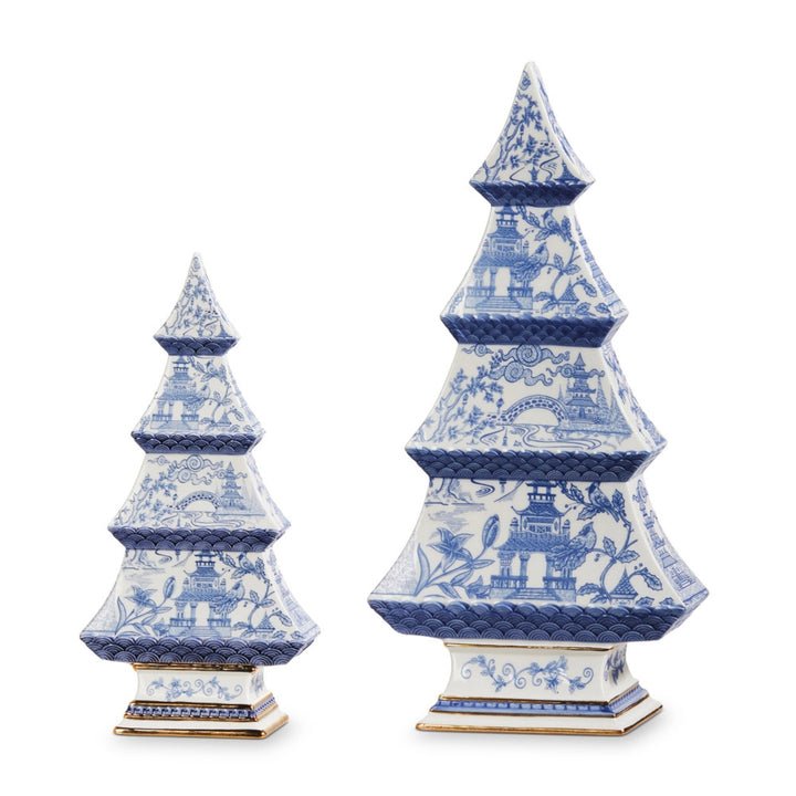 Blue Chinoiserie Trees Christmas Decor RAZ 
