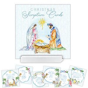 Blue Christmas Nativity Scripture Cards Acrylic Block Stand Scripture Cards Rosanne Beck 