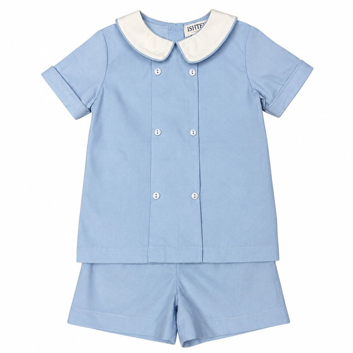 Blue Corduroy Short Set Boy Short Set Ishtex 