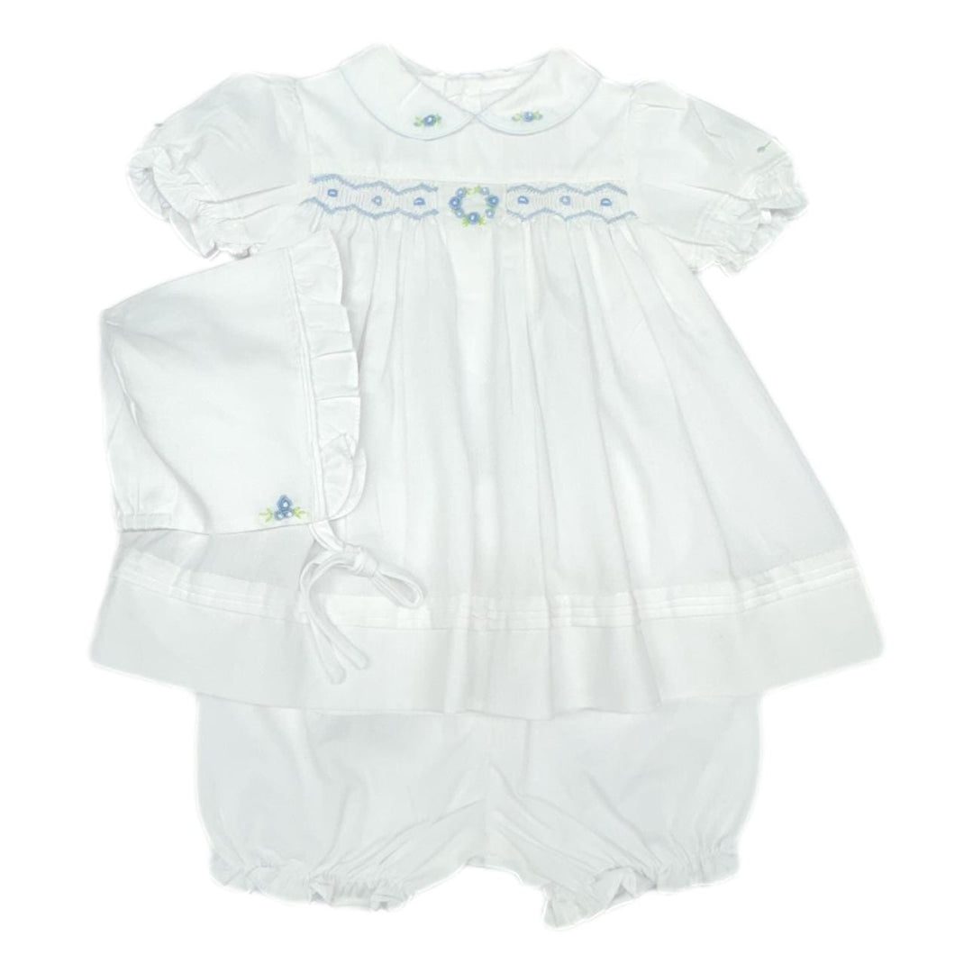Blue Floral Wreath Dress and Bloomer Set Girl Dress Petit Ami 