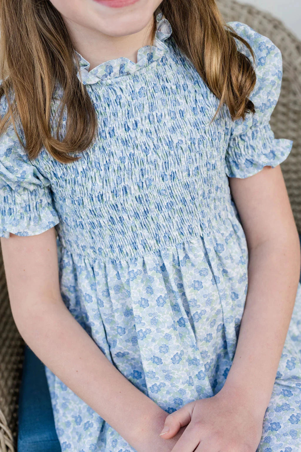 Blue Green Liberty Floral Smocked Dress Girl Dress Be Elizabeth 