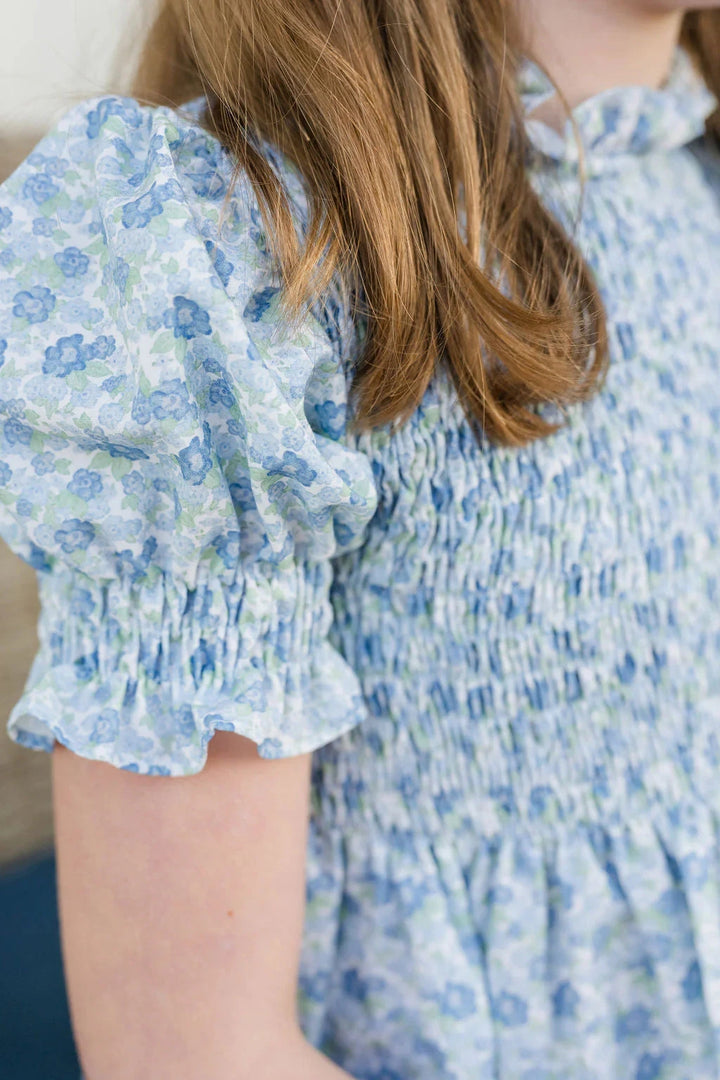 Blue Green Liberty Floral Smocked Dress Girl Dress Be Elizabeth 
