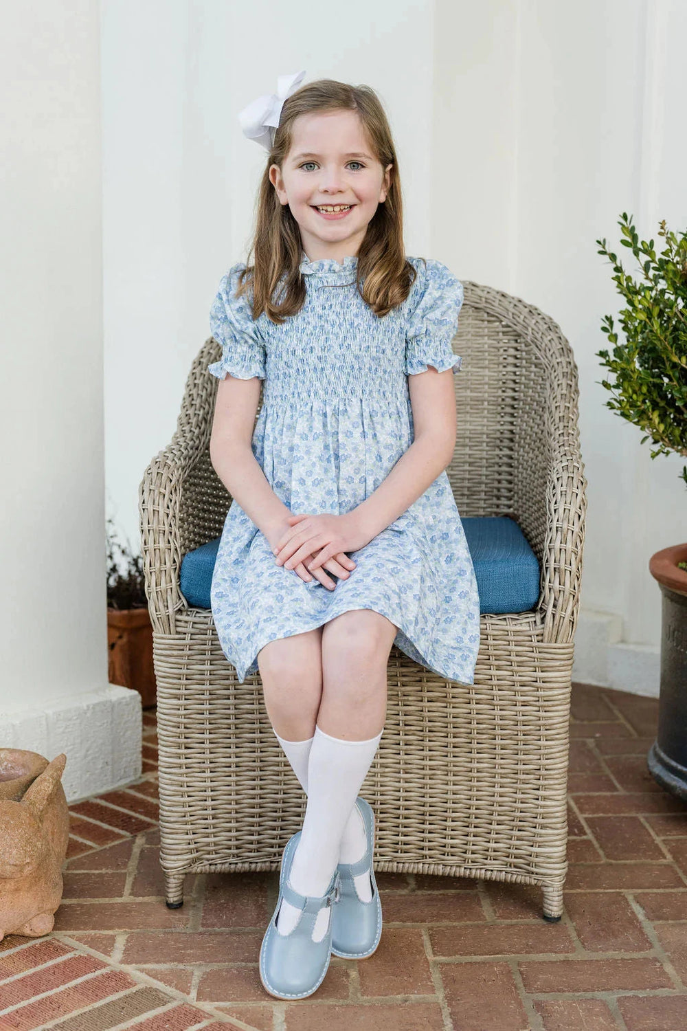Blue Green Liberty Floral Smocked Dress Girl Dress Be Elizabeth 