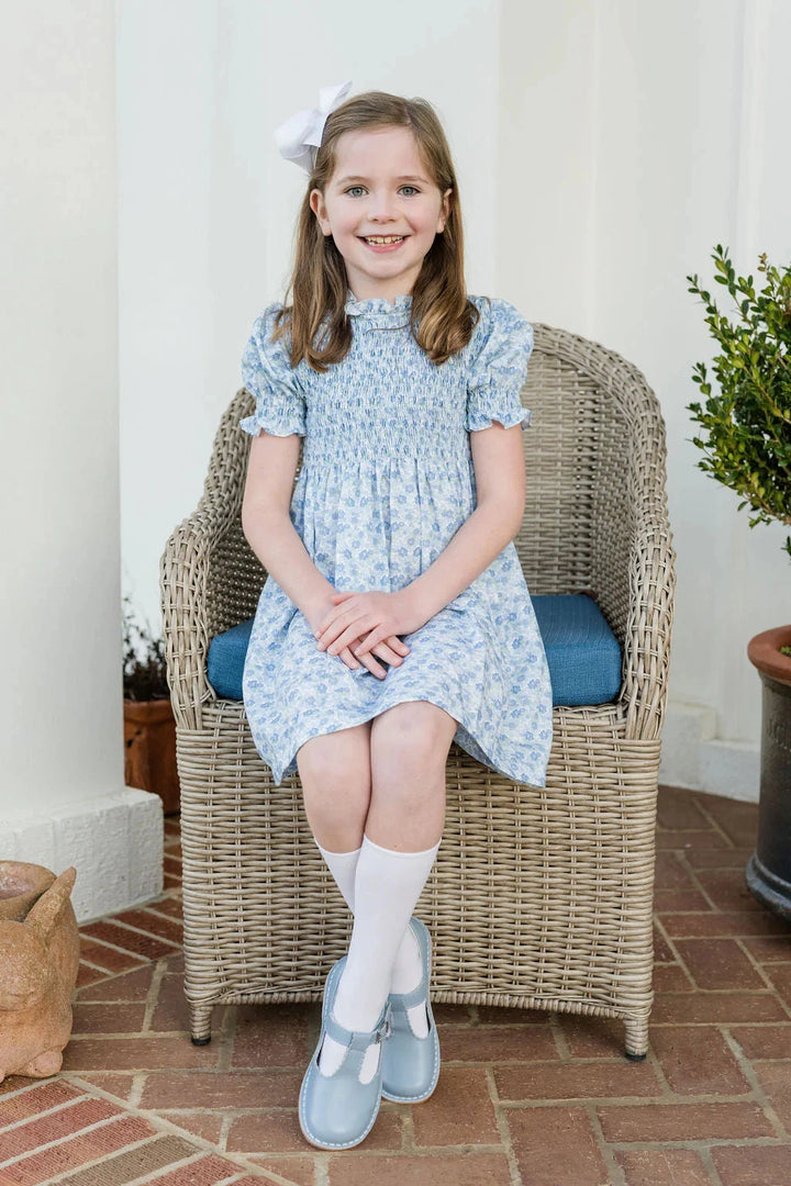 Blue Green Liberty Floral Smocked Dress Girl Dress Be Elizabeth 