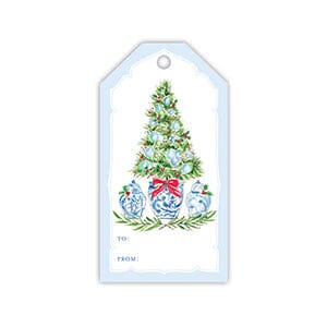 Blue Holiday Tree with Ginger Jars Gift Tags Gift Tags & Labels Rosanne Beck 