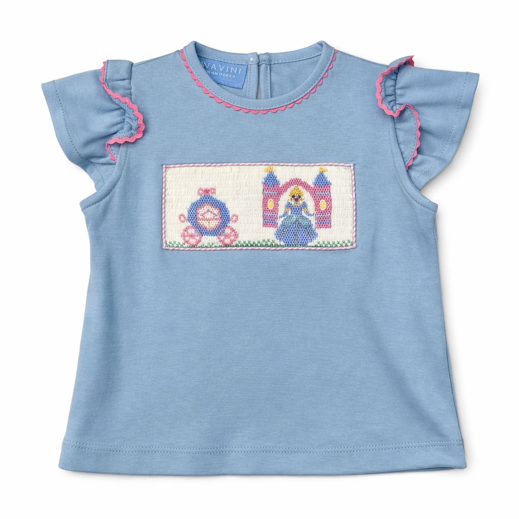 Blue Knit Girl's Cinderella T-shirt Girl Shirt Anavini 