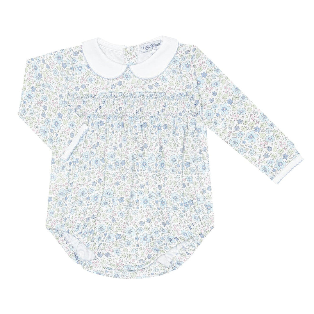 Blue Meadow Smocked Bubble Girl Bubble Nella Pima 