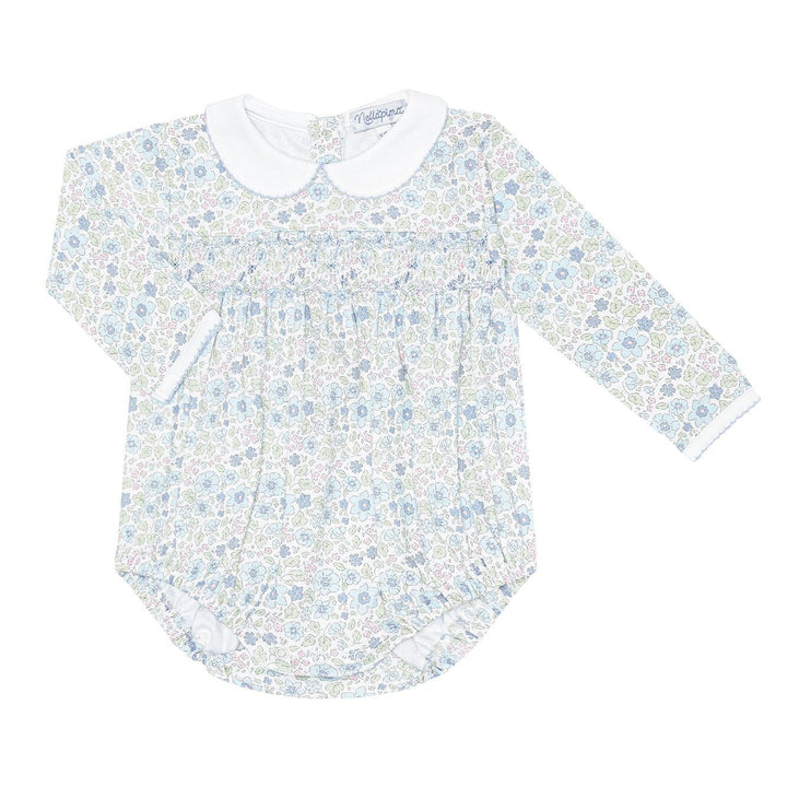 Blue Meadow Smocked Bubble Girl Bubble Nella Pima 