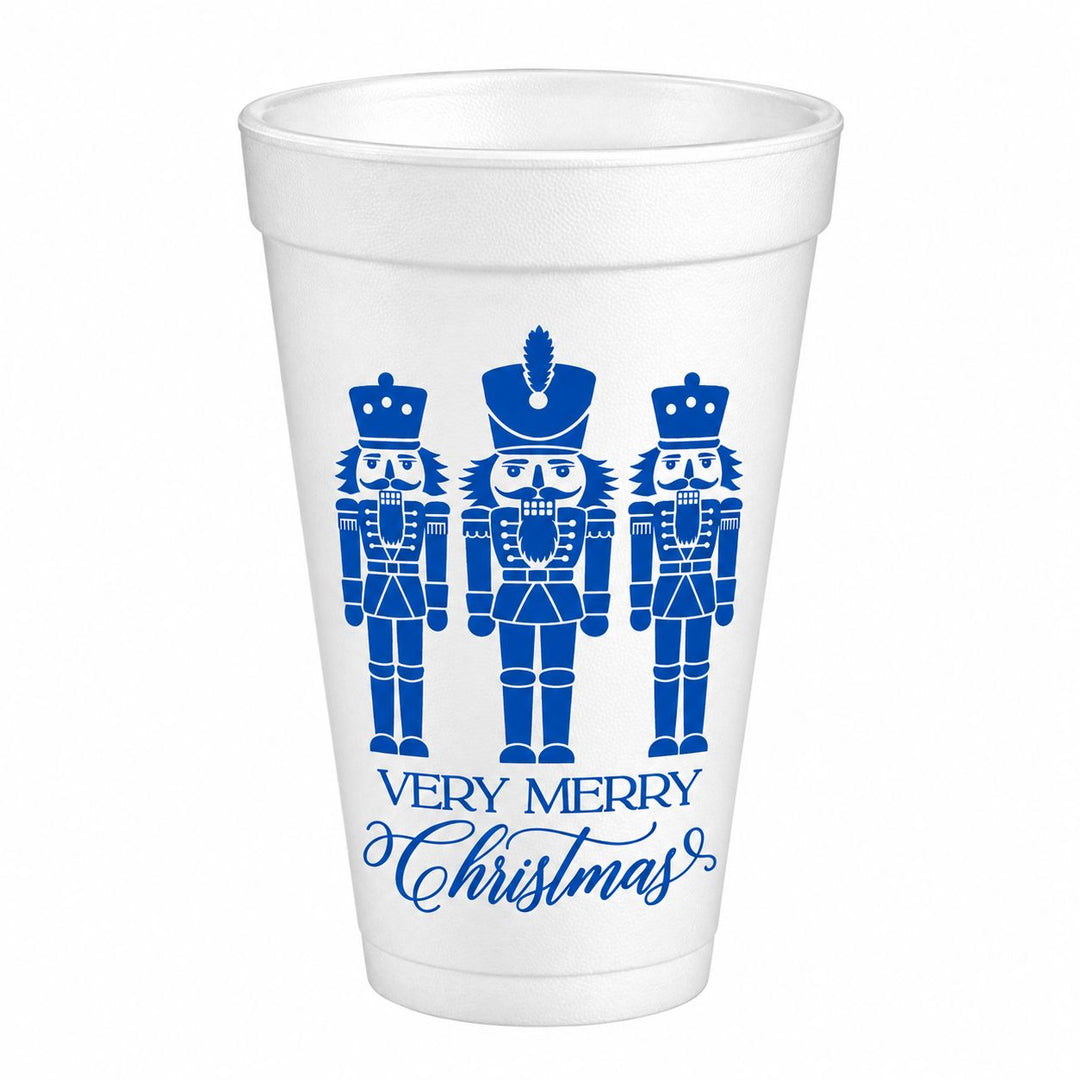 Blue Merry Christmas Nutcrackers Styrofoam Cups Styrofoam Cups Rosanne Beck 