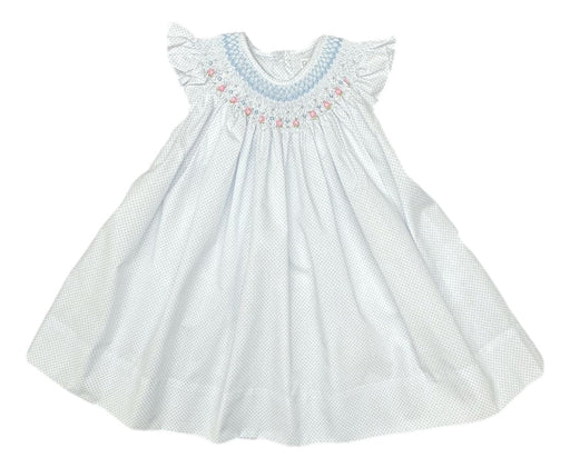 Blue Mini Dot Smocked Dress Girl Dress Petit Ami 2T 