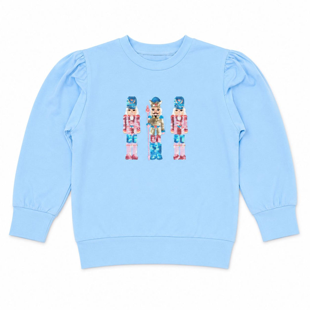 Blue Nutcracker Sequin Puff Sleeve Shirt Girl Shirt Lulu Bebe 