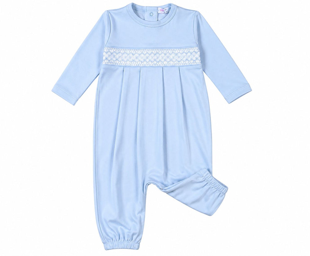 Blue Pima Hand Smocked Converter Gown Boy Gown Baby Loren 