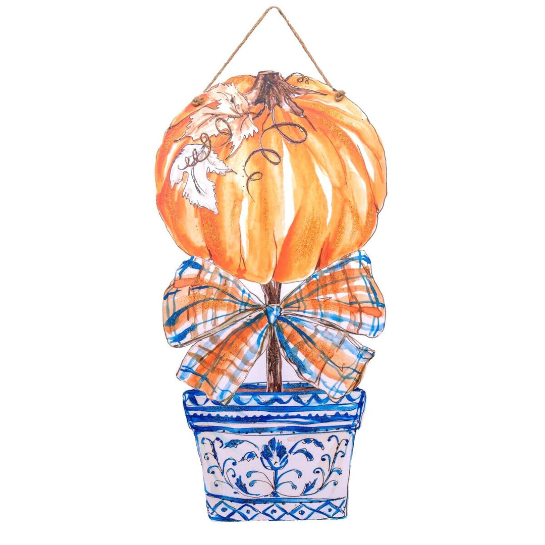 Blue Pumpkin Door Hanger Halloween Decor Round Top Collection 