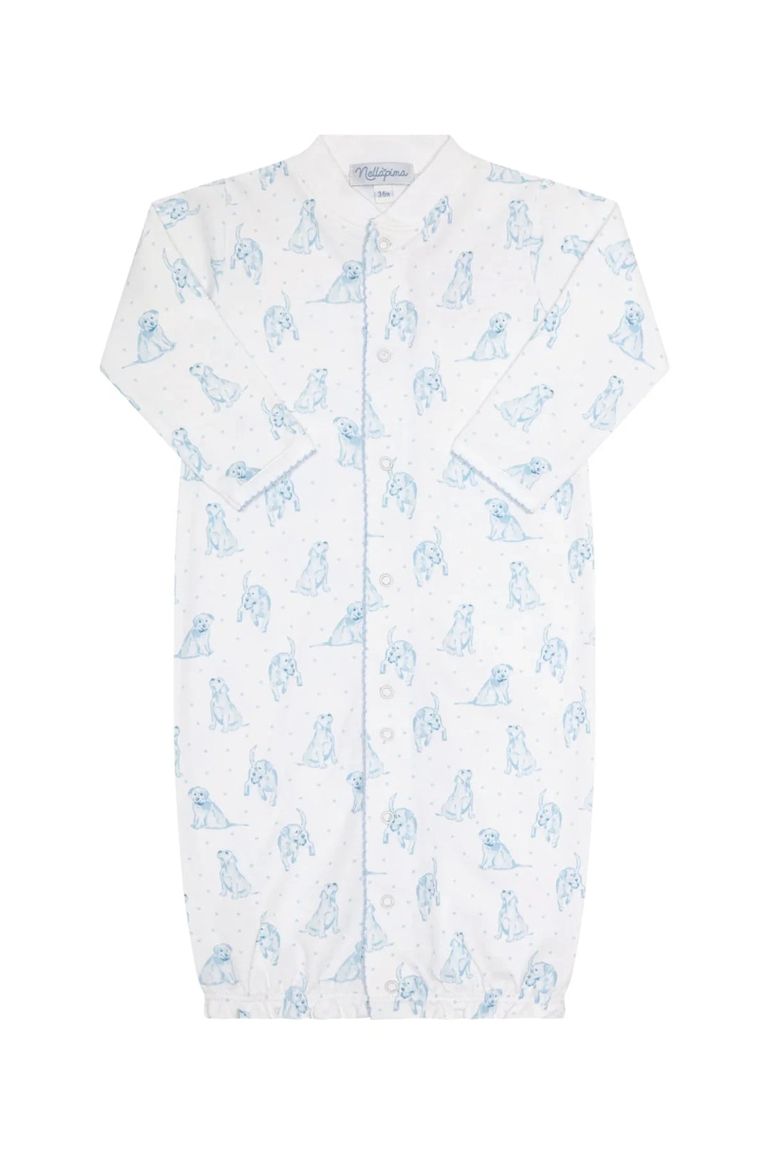 Blue Puppy Love Print Converter Gown Boy Converter Gown Nella Pima 