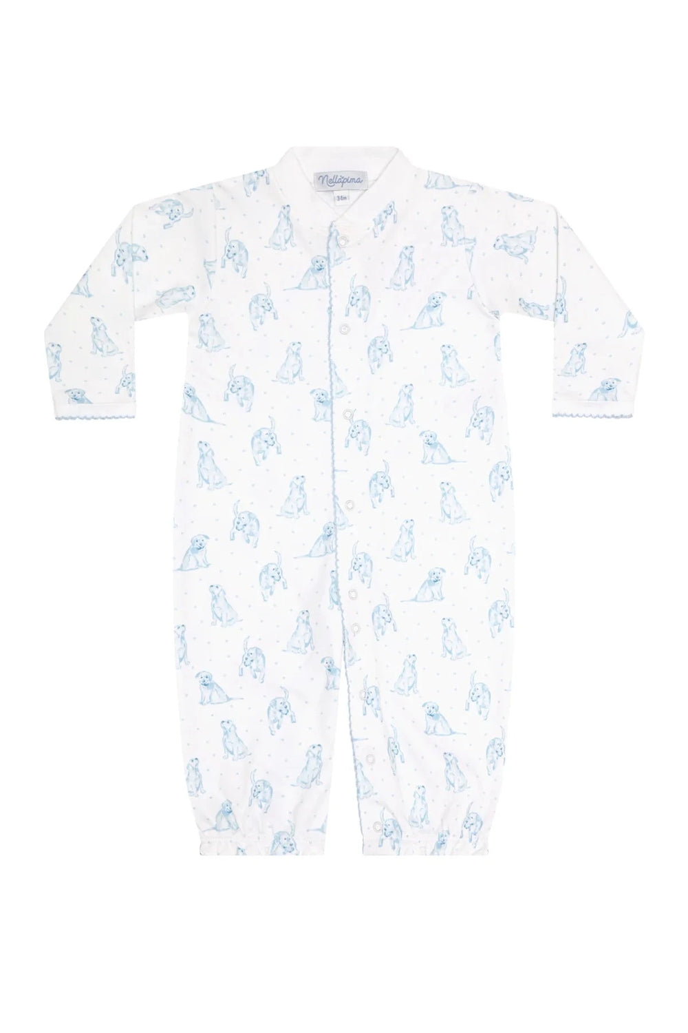 Blue Puppy Love Print Converter Gown Boy Converter Gown Nella Pima 