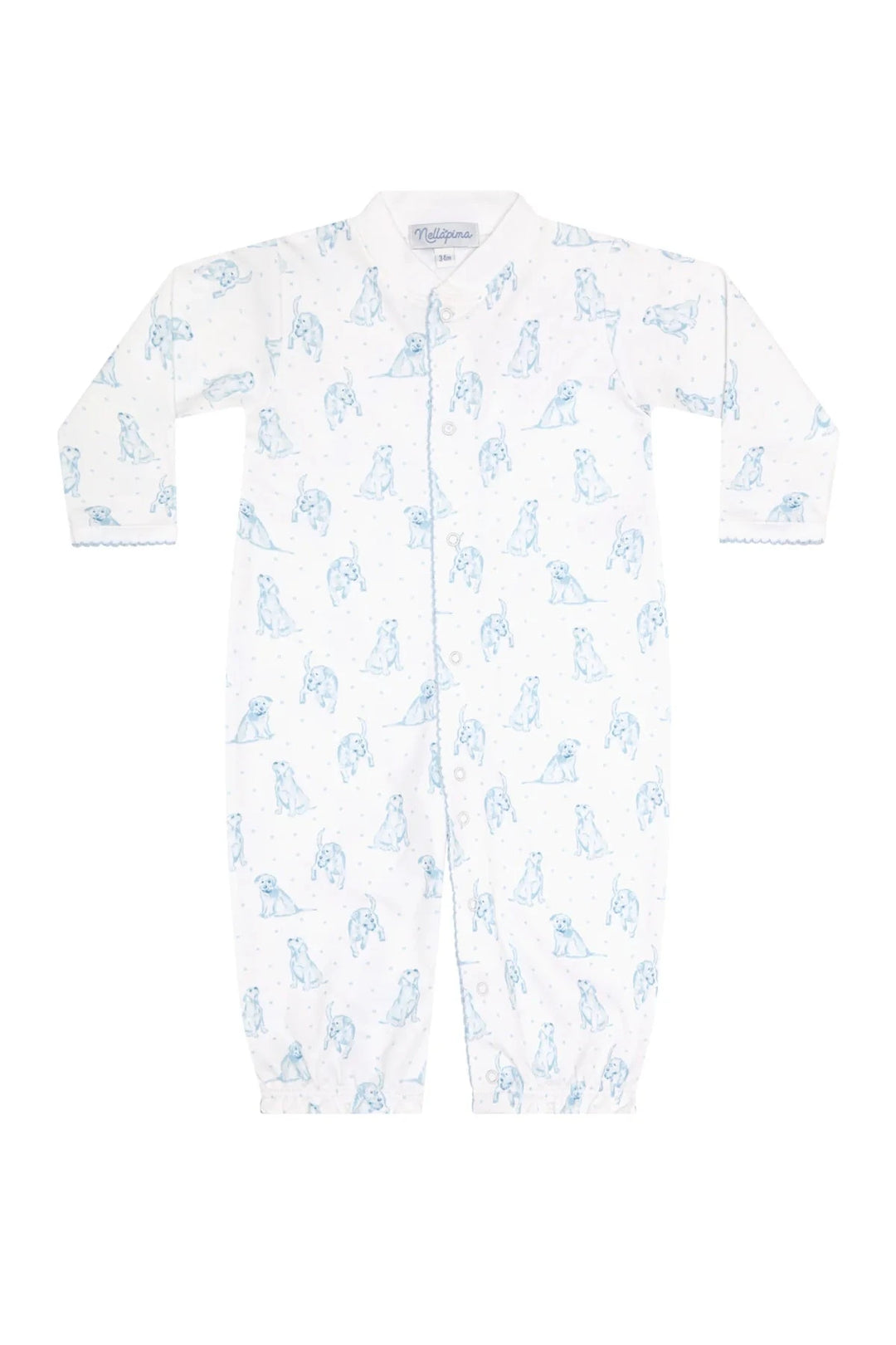 Blue Puppy Love Print Converter Gown Boy Converter Gown Nella Pima 